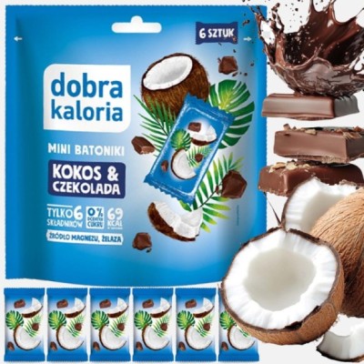 Dobra kaloria MINI BATONIKI KOKOS CZEKOLADA bez dodatku