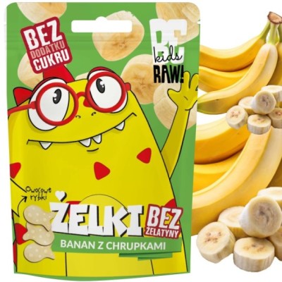 BE RAW! KIDS żelki BANAN Z CHRUPKAMI bez cukru żelatyny 35g