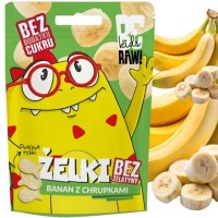 BE RAW! KIDS żelki BANAN Z CHRUPKAMI bez cukru żelatyny 35g
