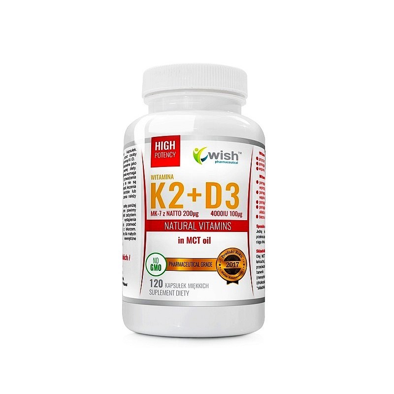 Wish WITAMINA K2 + D3 K2+D3 K2MK7 200µg D3 4000IU MCT Oil