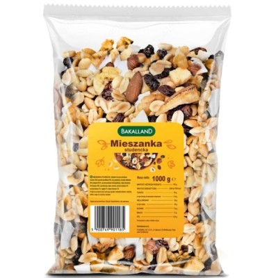 Bakalland MIESZANKA STUDENCKA 1000g 1kg orzechy rodzynki