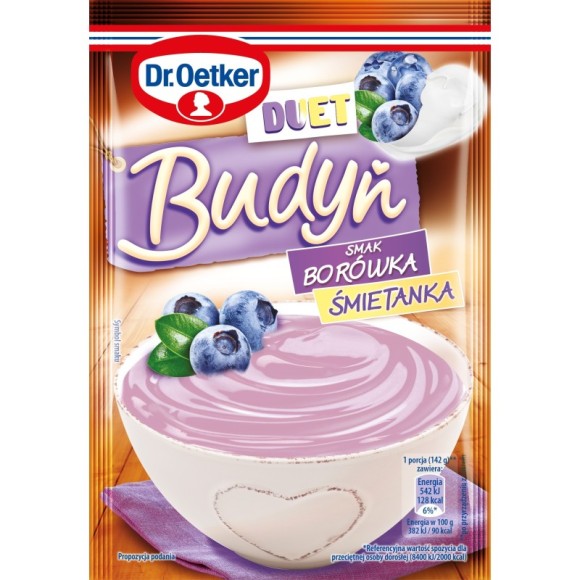 Dr.Oetker BUDYŃ DUET smak MIX BORÓWKA ŚMIETANKA  40g