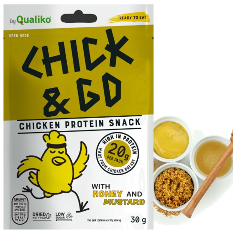 CHICK&GO suszona PIERŚ KURCZAKA plastry o smaku musztardy i