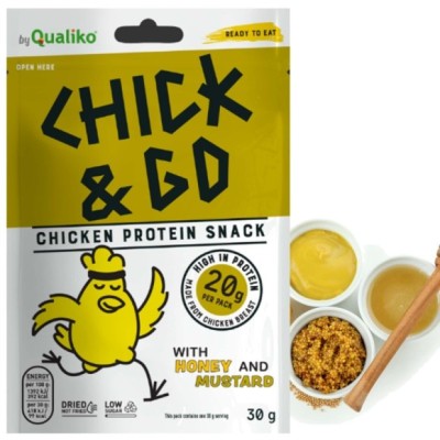 CHICK&GO suszona PIERŚ KURCZAKA plastry o smaku musztardy i