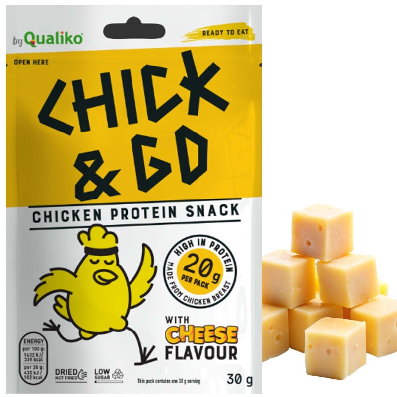CHICK&GO suszona PIERŚ KURCZAKA plastry o smaku serowym 30g