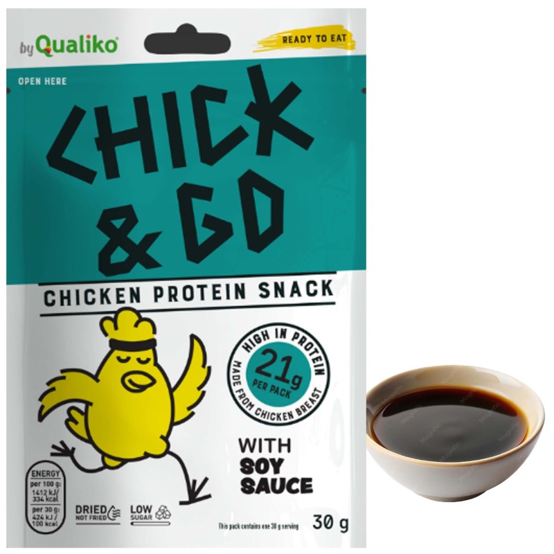 CHICK&GO suszona PIERŚ KURCZAKA plastry z sosem sojowym 30g
