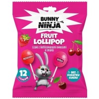 Bunny Ninja LIZAKI OWOCOWE fruit lollipop TRUSKAWKA WIŚNIA