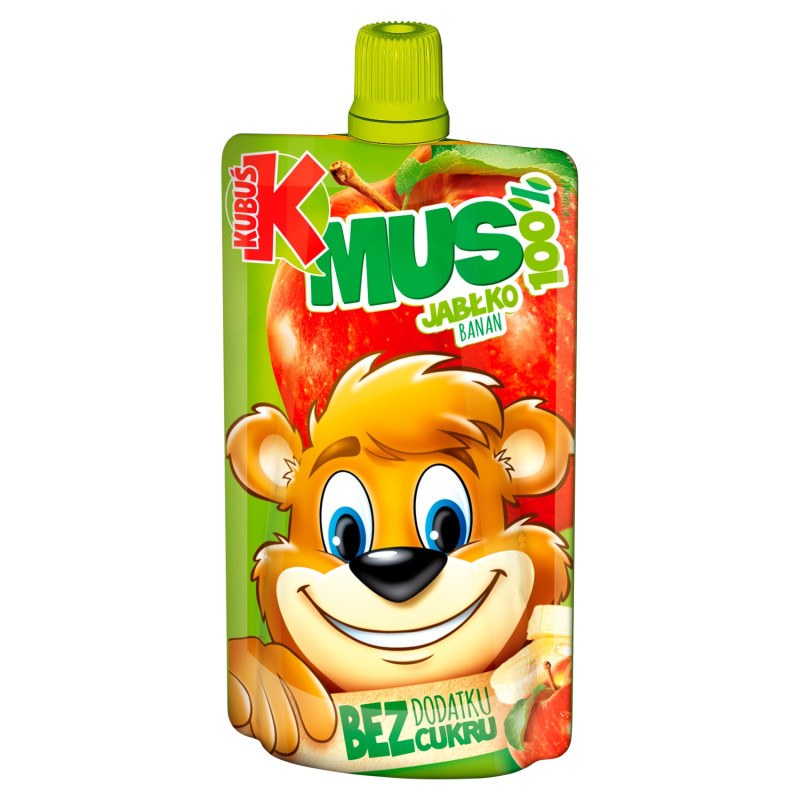 KUBUŚ MUS 100% OWOCÓW bez dodatku cukru JABŁKO BANAN z Wit.C 100g saszetka