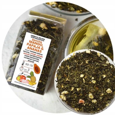 HERBATA zielona AROMATYZOWANA Sencha MANGO PAPAJA ANANAS