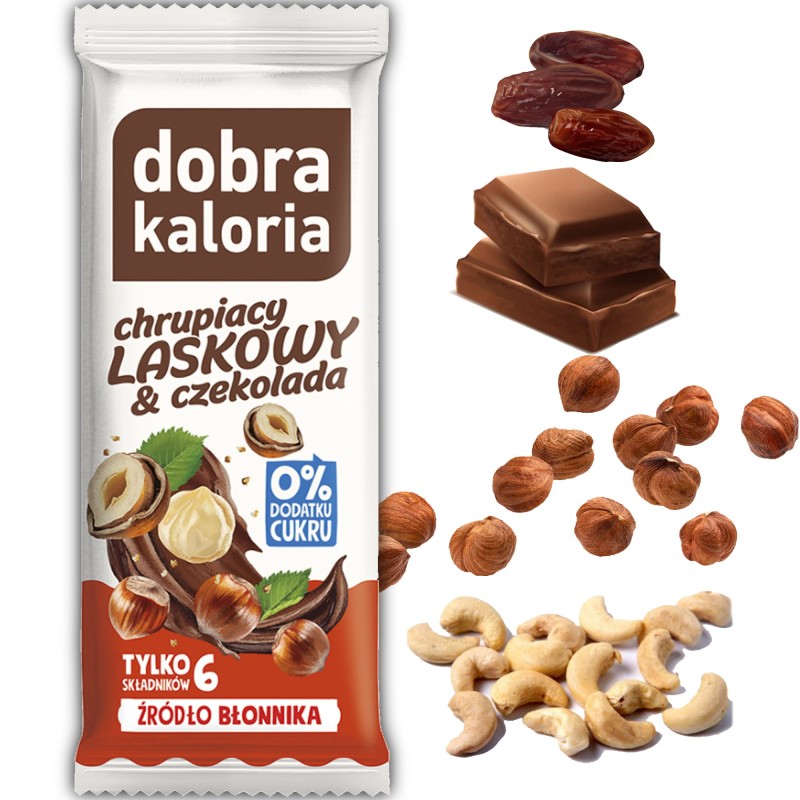 Dobra kaloria BATON CHRUPIĄCY ORZECH LASKOWY CZEKOLADA 6