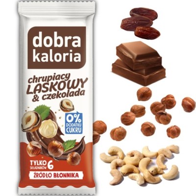 Dobra kaloria BATON CHRUPIĄCY ORZECH LASKOWY CZEKOLADA 6