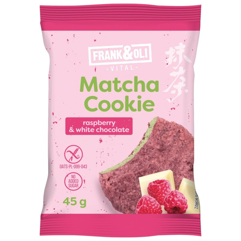 Frank&Oli CIASTKO MATCHA MALINA BIAŁA CZEKOLADA bez dodatku