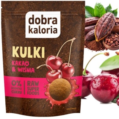 Dobra kaloria KULKI KAKAO WIŚNIA wege przekąska BEZ CUKRU