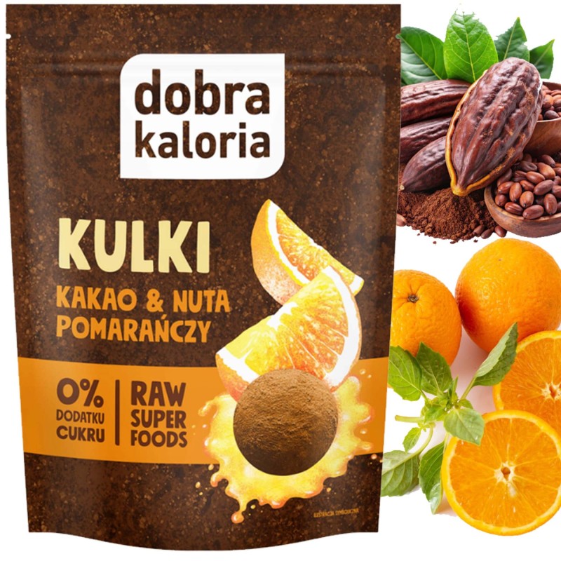 Dobra kaloria KULKI KAKAO NUTA POMARAŃCZY wege przekąska