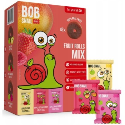 BOB SNAIL rollsy owocowe 420g zestaw 42szt MIX smaki BEZ