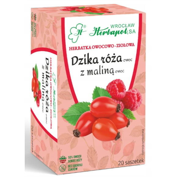 Herbapol DZIKA RÓŻA z MALINĄ herbata owocowo ziołowa 20szt