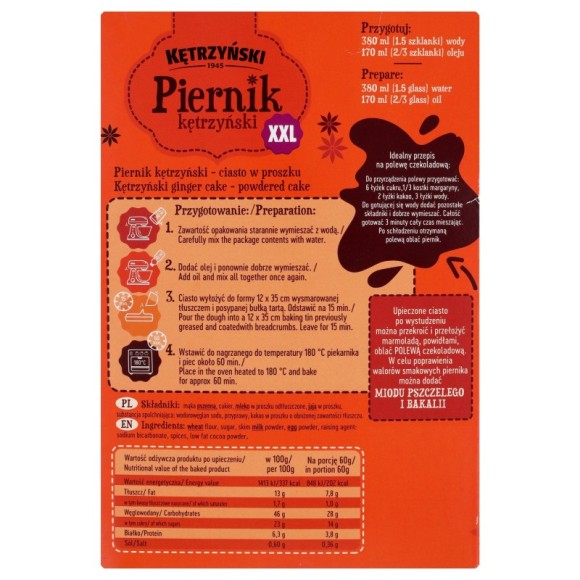 KĘTRZYŃSKI PIERNIK XXL 750g mieszanka do wypieku ciasta