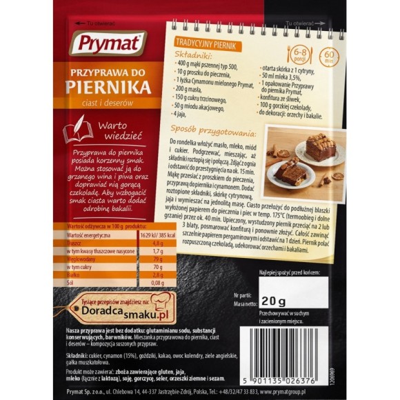 Prymat PRZYPRAWA DO PIERNIKA CIAST I DESERÓW mieszanka
