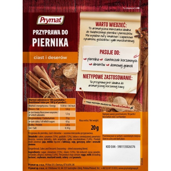 Prymat PRZYPRAWA DO PIERNIKA CIAST I DESERÓW mieszanka