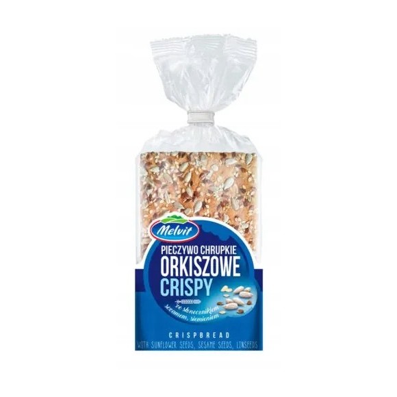 Melvit CRISPY pieczywo  ORKISZOWE SŁONECZNIK. SEZAM SIEMIĘ