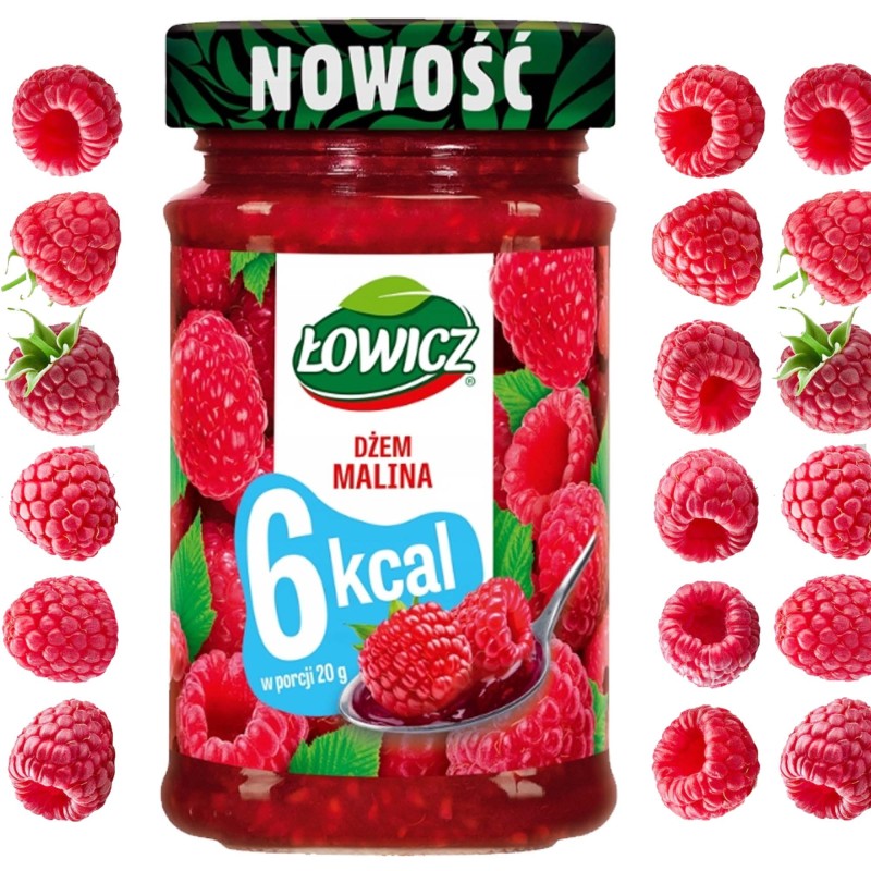 Łowicz DŻEM o smaku MALINOWYM MALINA niskokaloryczny 6 KCAL