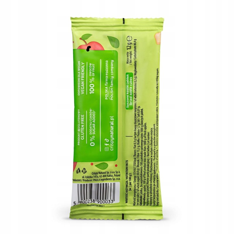 CRISPY NATURAL - Jabłko suszone 100% kostka 12g / nr14