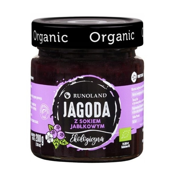 Runoland JAGODA z sokiem JABŁKOWYM eko organic DŻEM BEZ