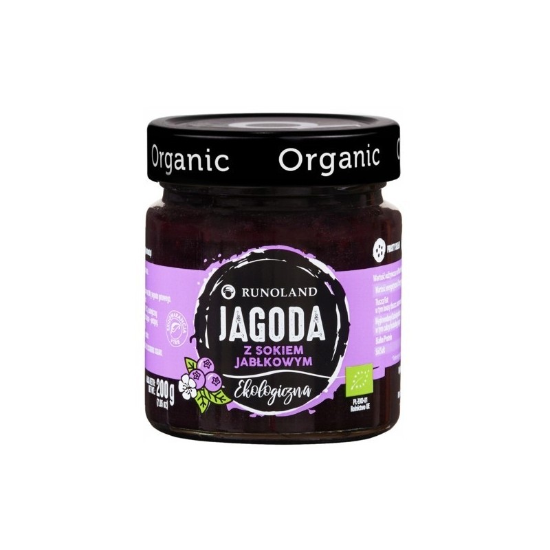 Runoland JAGODA z sokiem JABŁKOWYM eko organic DŻEM BEZ