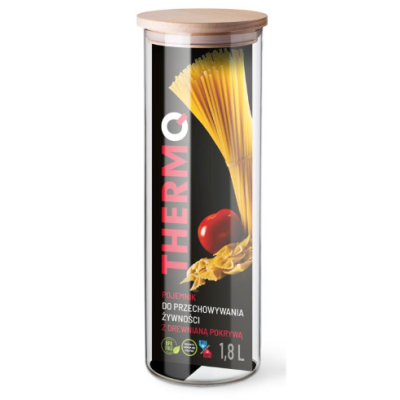 POJEMNIK SZKLANY z drewnianą POKRYWĄ do żywności 1800ml