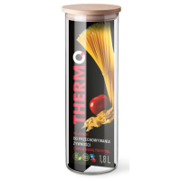 POJEMNIK SZKLANY z drewnianą POKRYWĄ do żywności 1800ml
