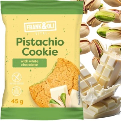Frank&Oli CIASTKO PISTACJA BIAŁA CZEKOLADA bez cukru  45g