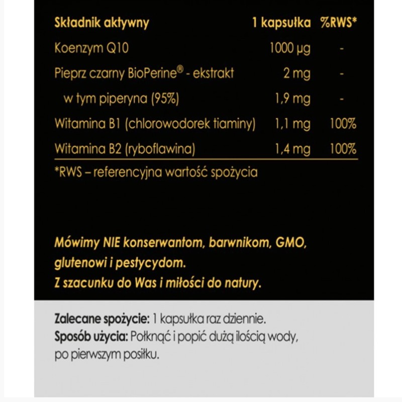 YANGO Panaseus KOENZYM Q10 MŁODOŚĆ 50 kapsułek CHWILOWO