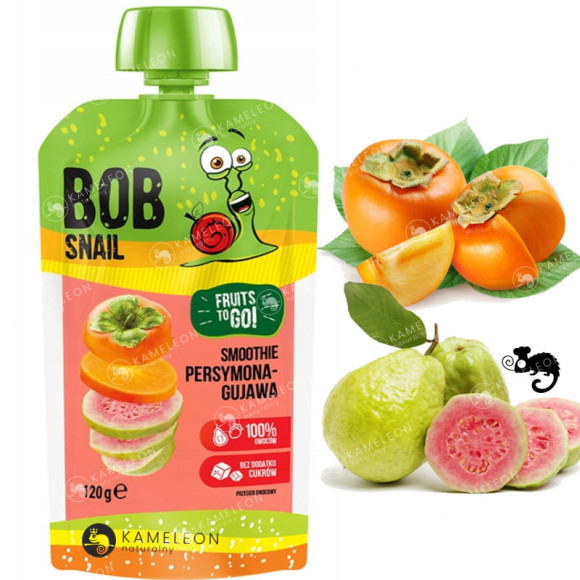 ŚLIMAK BOB BOBSNAIL MUS OWOCOWY bez CUKRU smoothie PERSYMONA GUAVA 120G ŚLIMAK BOB BOBSNAIL MUS OWOCOWY bez CUKRU smoothie PERSYMONA GUAVA 120G