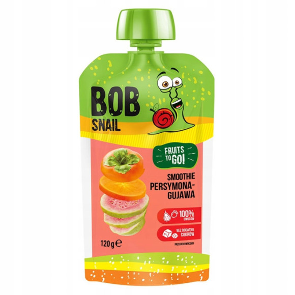 ŚLIMAK BOB BOBSNAIL MUS OWOCOWY bez CUKRU smoothie PERSYMONA GUAVA 120G ŚLIMAK BOB BOBSNAIL MUS OWOCOWY bez CUKRU smoothie PERSYMONA GUAVA 120G