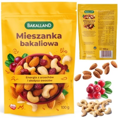 Bakalland MIESZANKA BAKALIOWA MIGDAŁ ŻURAWINA NERKOWIEC 100g