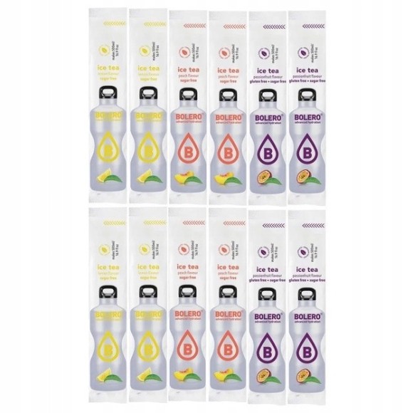 12X BOLERO DRINK NAPÓJ w proszku 3G ICE TEA MIX ZESTAW