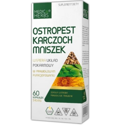 Medica Herbs OSTROPEST KARCZOCH MNISZEK 60kaps wsparcie