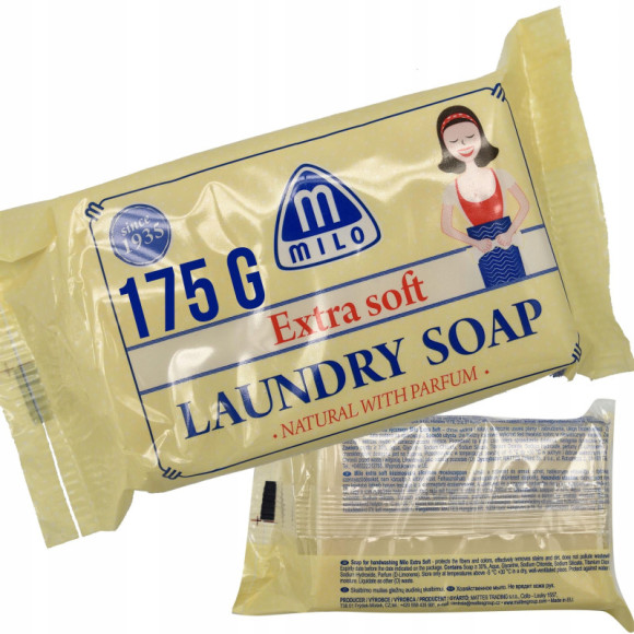 MYDŁO SZARE delikatne Laundry Soap DO PRANIA NA PLAMY kostka 175g MILO MYDŁO SZARE delikatne Laundry Soap DO PRANIA NA PLAMY kostka 175g MILO
