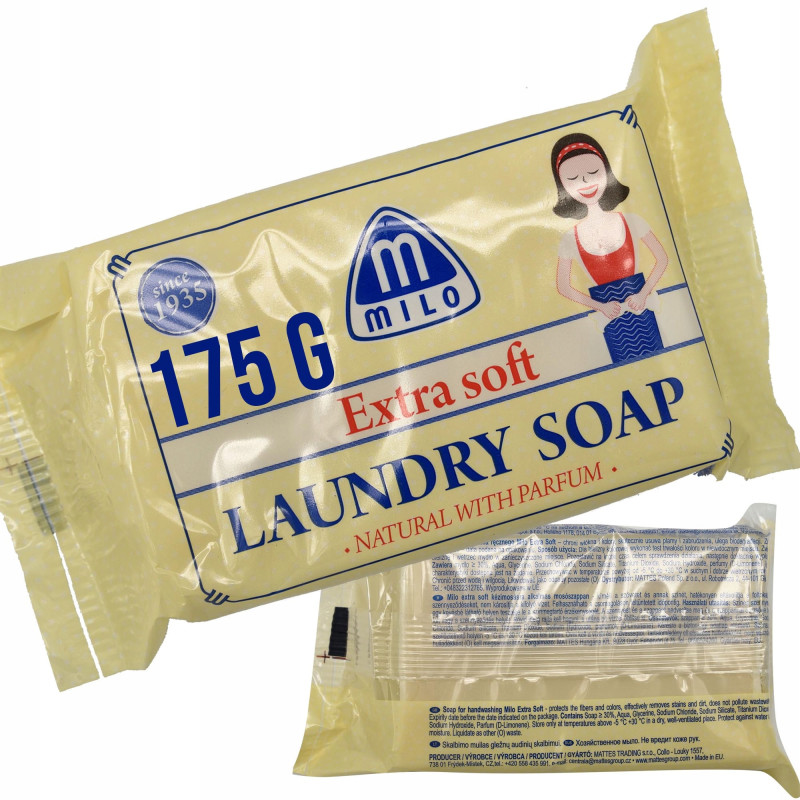 MYDŁO SZARE delikatne Laundry Soap DO PRANIA NA PLAMY kostka 175g MILO