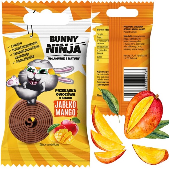 BUNNY NINJA przekąska owocowa dla dzieci ROLLS smak JABŁKO