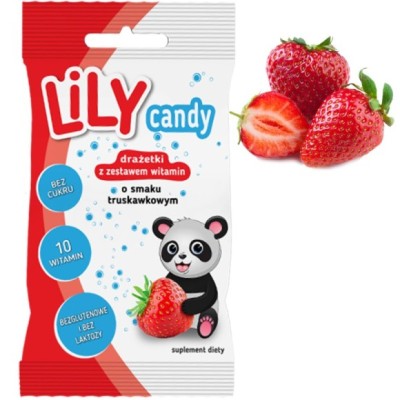 LILY CANDY DRAŻETKI BEZ CUKRU Z WITAMINAMI smak TRUSKAWKA