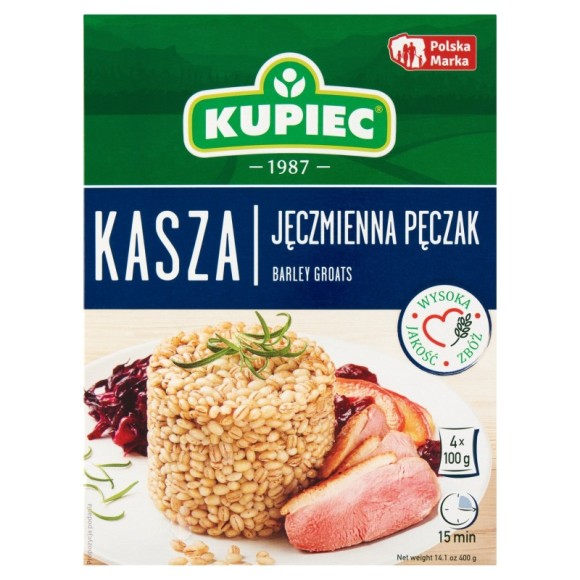 Kupiec KASZA JĘCZMIENNA PĘCZAK 4x100g 400g 0,4KG gotowe w