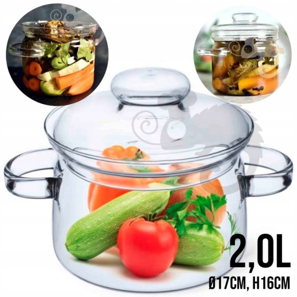 GARNEK SZKLANY Z POKRYWKĄ GOURMET 2l SIMAX szkło