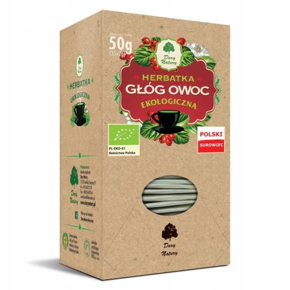 OWOC GŁOGU Herbatka EKO 50g saszetki GŁÓG DARY NATURY