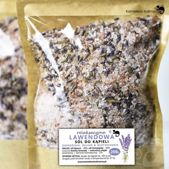 KAMELEON KULINARNY relaksująca sól do kąpieli LAWENDOWA 200g