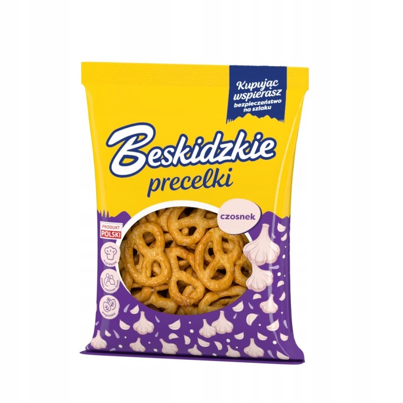 BESKIDZKIE PRECELKI smak CZOSNEK CZOSNKOWE 120G wegańskie