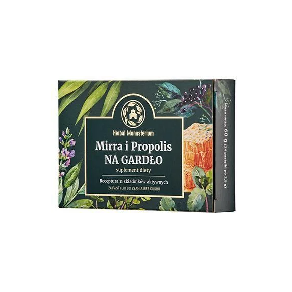 MIRRA I PROPOLIS 24 pastylki do ssania na gardło BEZ CUKRU