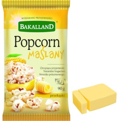BAKALLAND POPCORN MAŚLANY 90g DO MIKROFALÓWKI