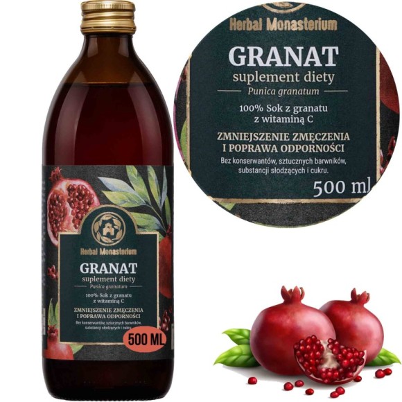 HERBAL SOK z GRANATU WitC 500ml wsparcie ODPORNOŚĆ UKŁAD