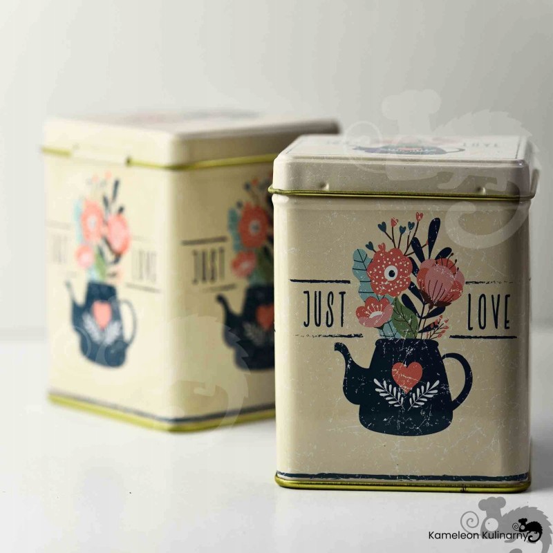 PUSZKA METALOWA na herbatę produkty sypkie JUST LOVE urocza